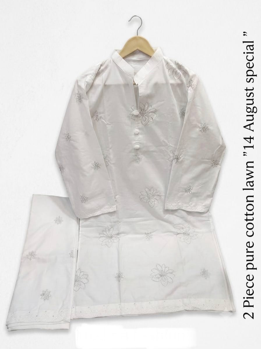 U-706 Stitched 14 August 2 Piece Pure Lawn Cotton