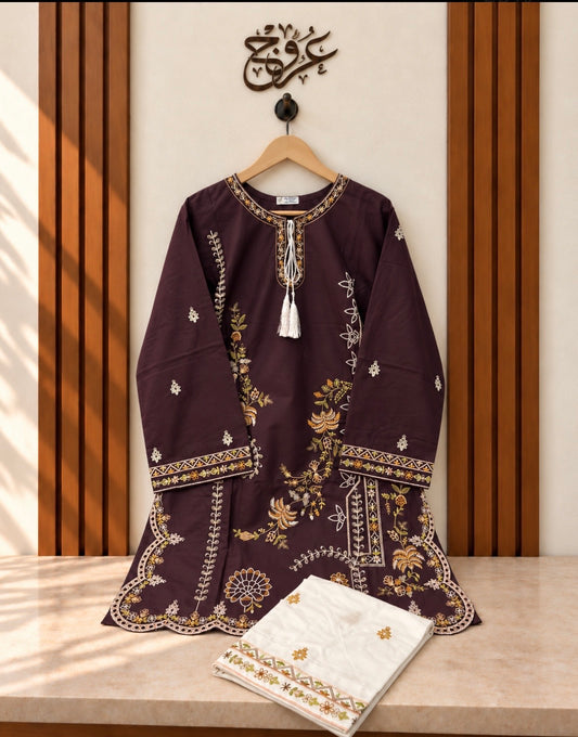 U-756 Pure Cotton Cut work Women’s Embroidered Kurta with Tassel Neckline – 5 Colours