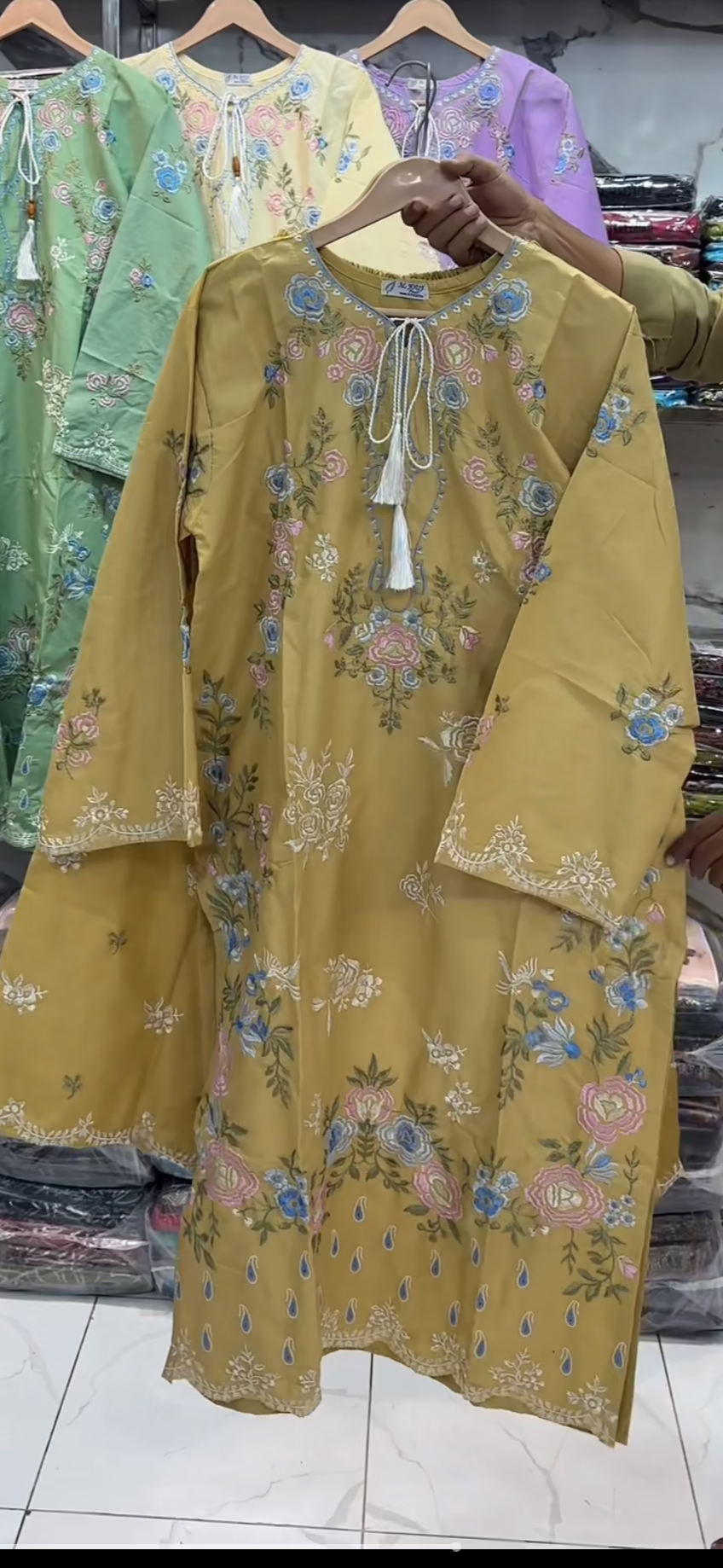 U-773 Full EMB Long Shirt Light Colours
