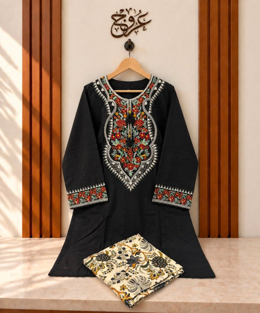 U-753 Pure cotton Traditional Neckline Suit - 4 colours
