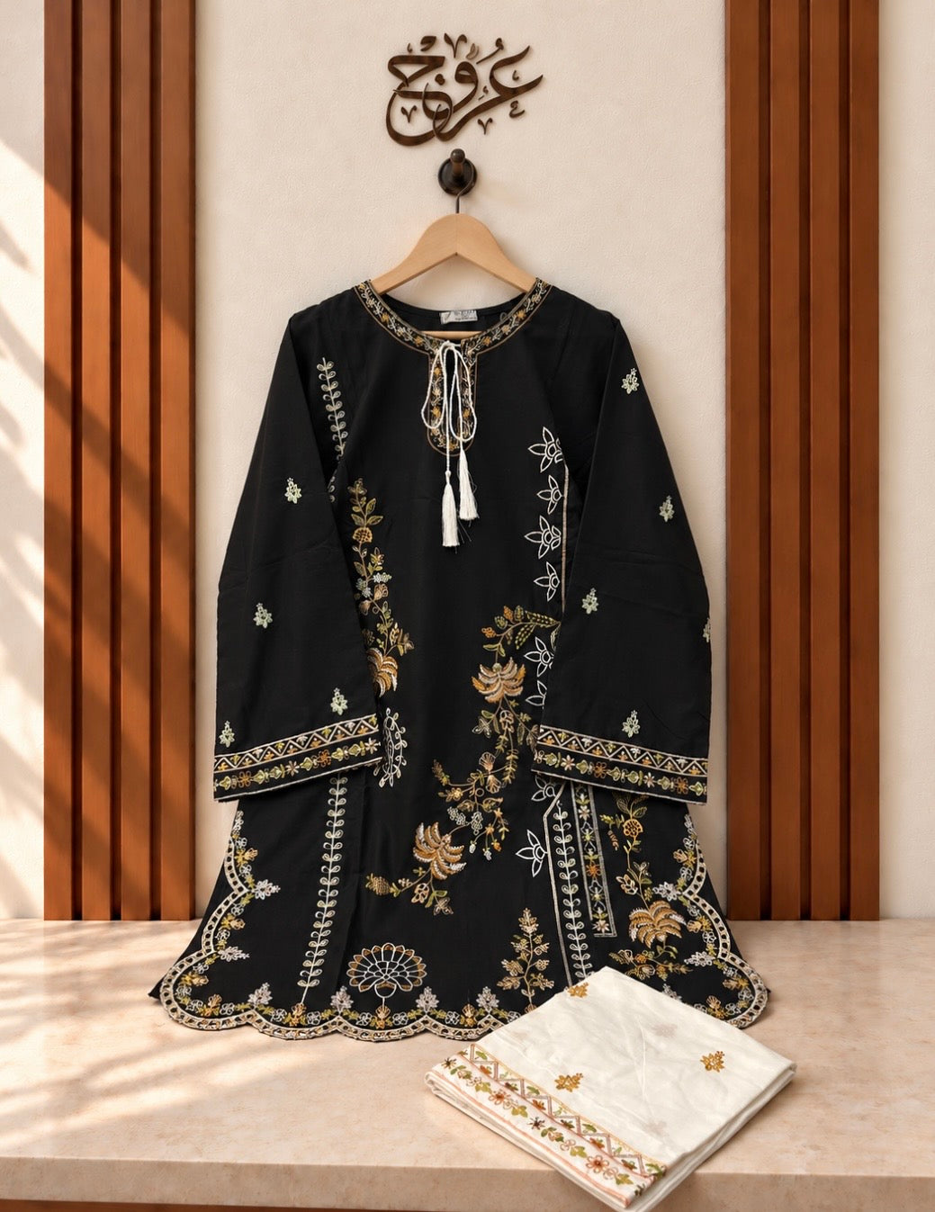 U-756 Pure Cotton Cut work Women’s Embroidered Kurta with Tassel Neckline – 5 Colours