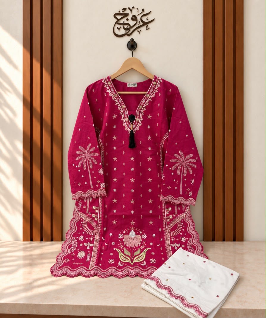 U-751 Cotton 2-Piece Cone Neck With White Farshi