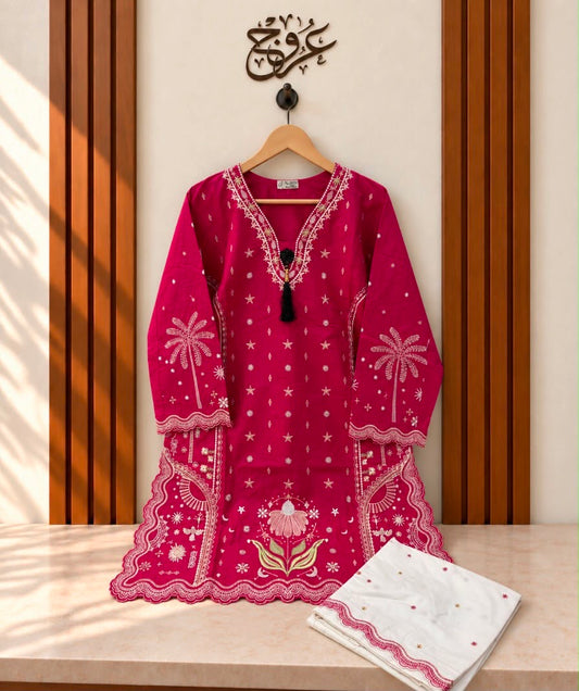 U-751 Cotton 2-Piece Cone Neck With White Farshi
