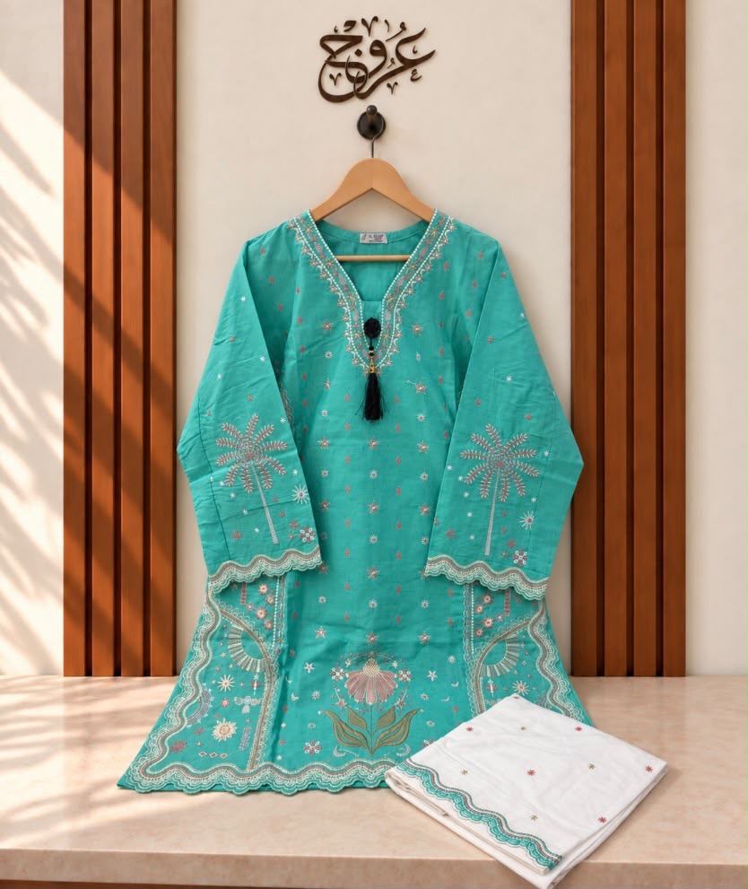U-751 Cotton 2-Piece Cone Neck With White Farshi