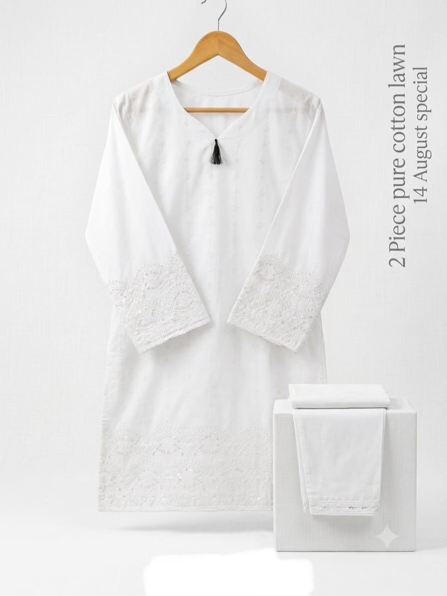 U-706 Stitched 14 August 2 Piece Pure Lawn Cotton