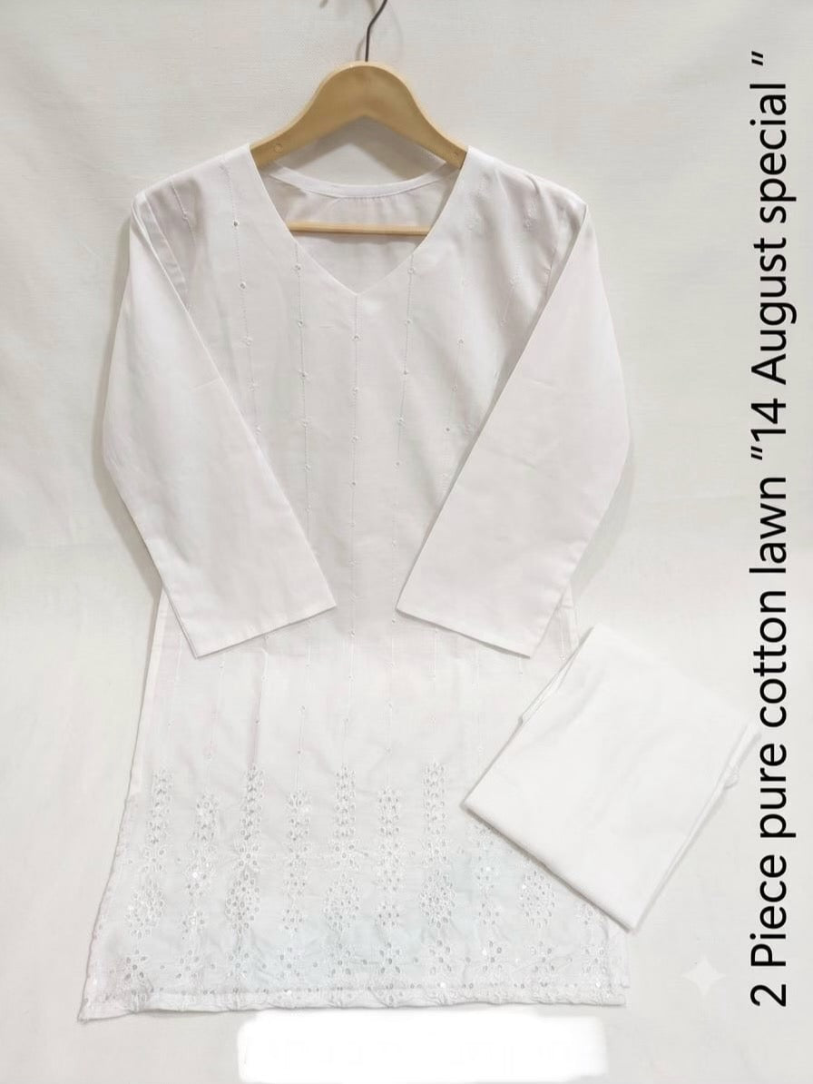U-706 Stitched 14 August 2 Piece Pure Lawn Cotton