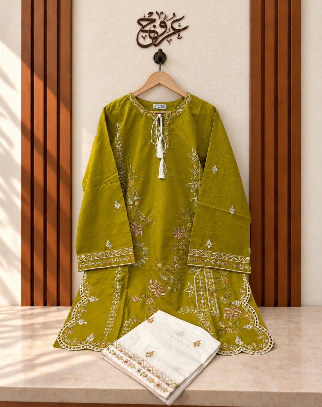 U-756 Pure Cotton Cut work Women’s Embroidered Kurta with Tassel Neckline – 5 Colours