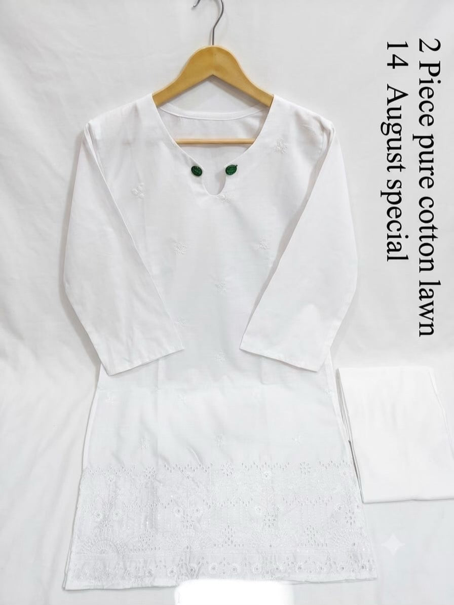 U-706 Stitched 14 August 2 Piece Pure Lawn Cotton