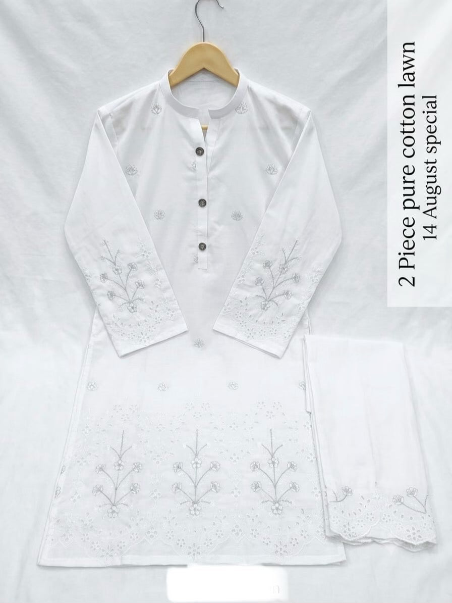 U-706 Stitched 14 August 2 Piece Pure Lawn Cotton
