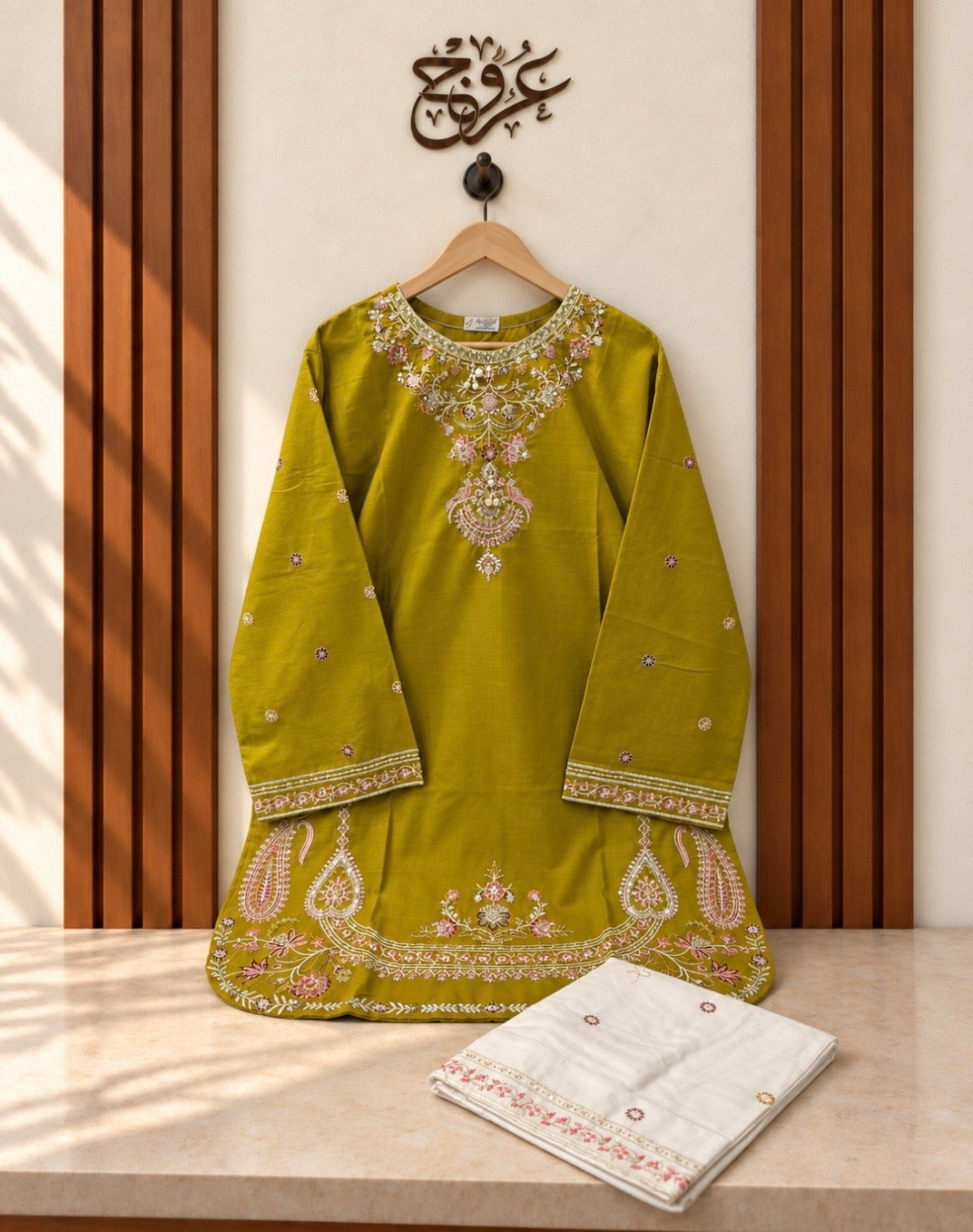 U-755 pure cotton 2 pc Classic Paisley Embroidered Suit – 4 Colours