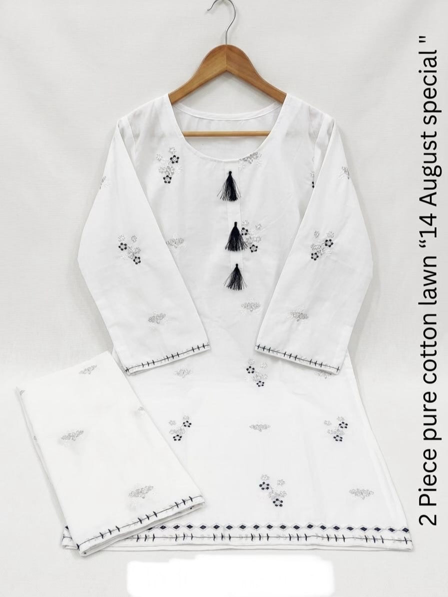 U-706 Stitched 14 August 2 Piece Pure Lawn Cotton