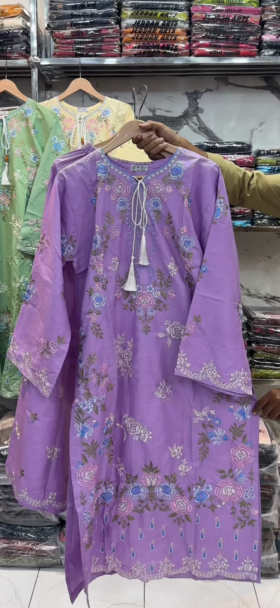 U-773 Full EMB Long Shirt Light Colours