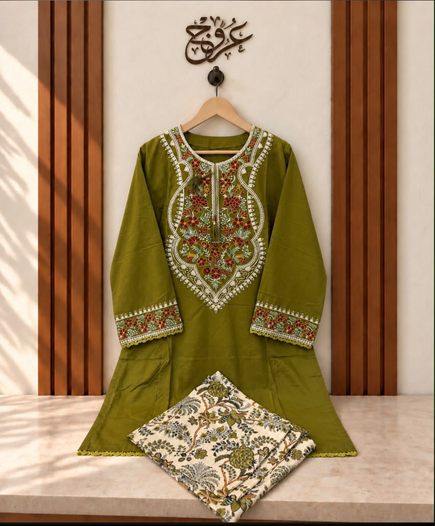 U-753 Pure cotton Traditional Neckline Suit - 4 colours