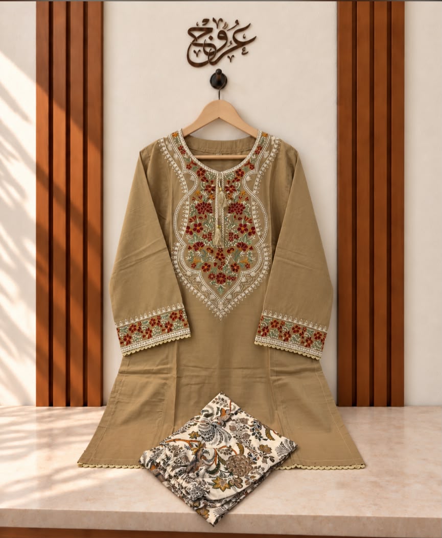 U-753 Pure cotton Traditional Neckline Suit - 4 colours