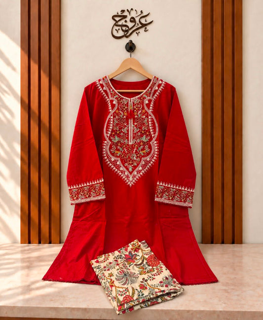 U-753 Pure cotton Traditional Neckline Suit - 4 colours